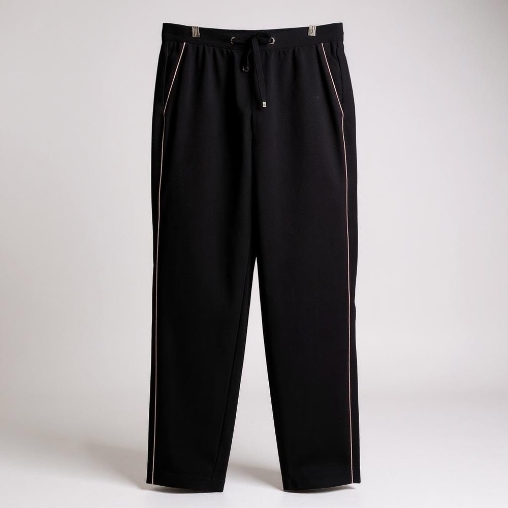 Marc Cain Wide Leg Pants Women L Black Relaxed Designer Old Money Quiet Luxury